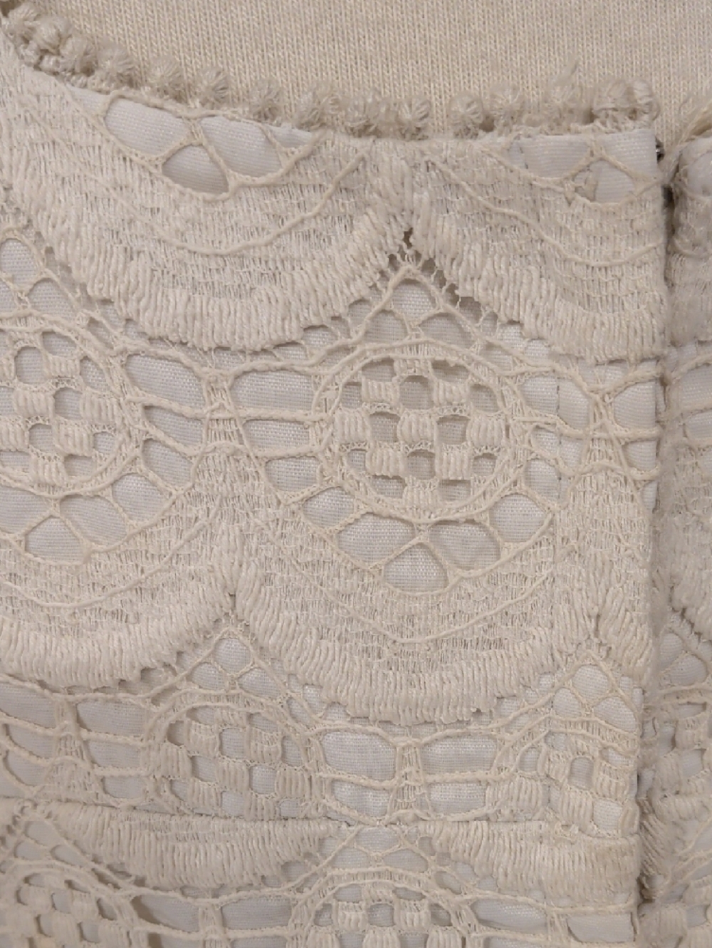 Vintage Cotton  Crochet Lace Mini Dress in Cream 60s 70s Scalloped Edge Lined - Picture 5 of 15